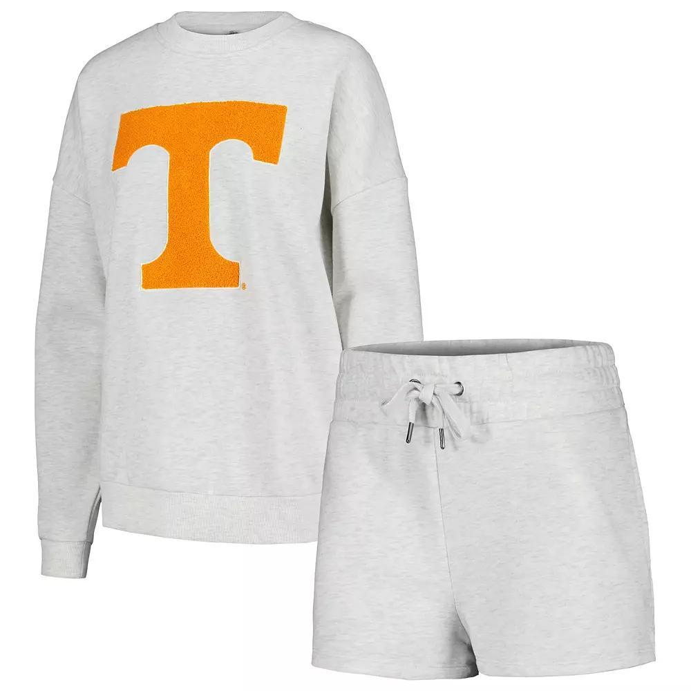 Women's Gameday Couture Ash Tennessee Volunteers Team Effort Pullover Sweatshirt & Shorts Sleep Set,  Product Image
