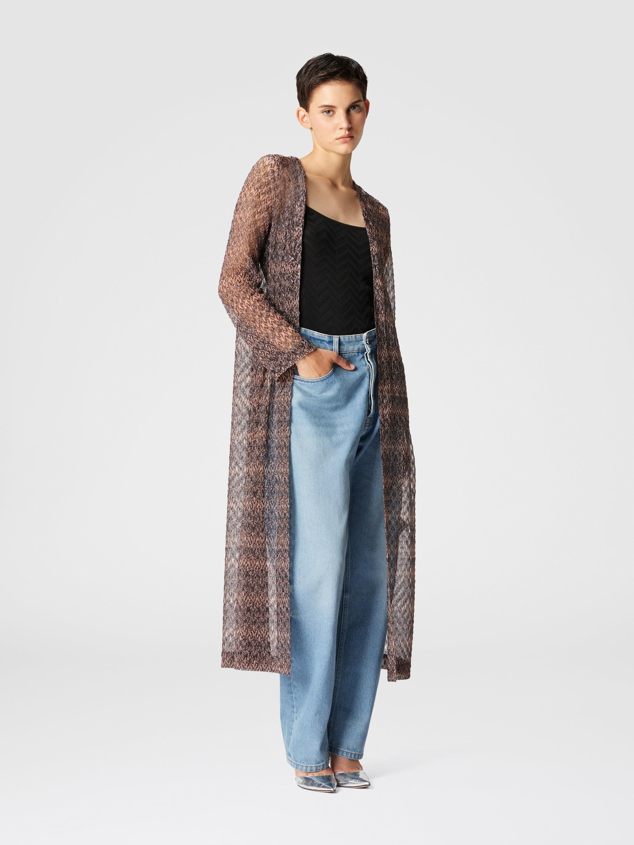 Long cardigan with lamé lace motif Product Image