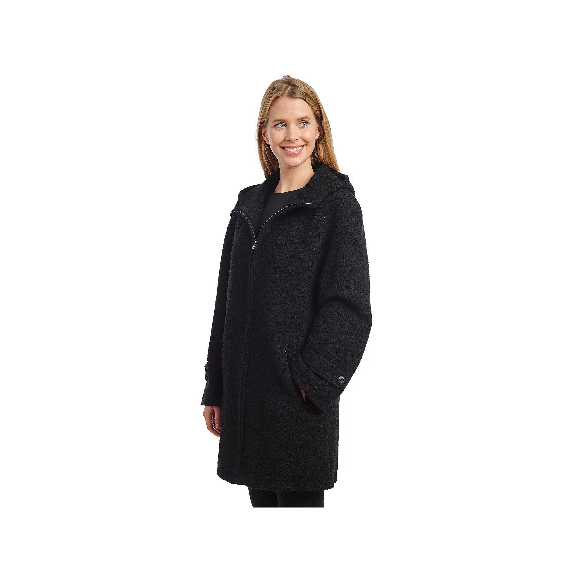 Women's Fleet Street Classic Wool-Blend Hooded Coat, Size: Large, Grey Product Image
