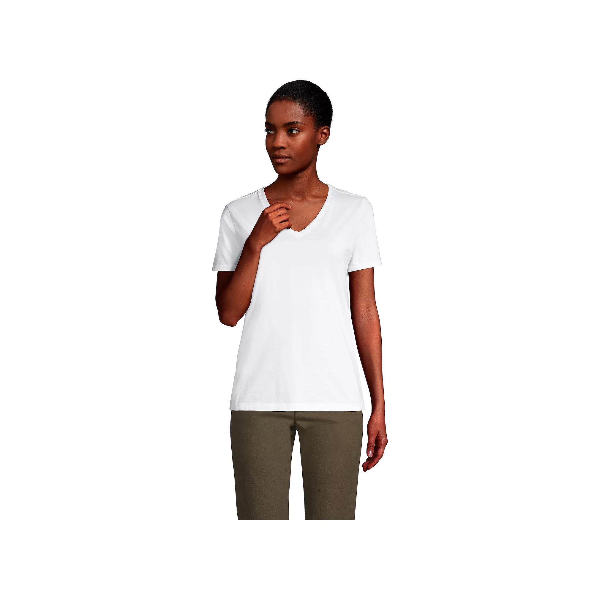 Petite Lands' End Relaxed-Fit Supima Cotton V-Neck Tee, Women's,  Product Image