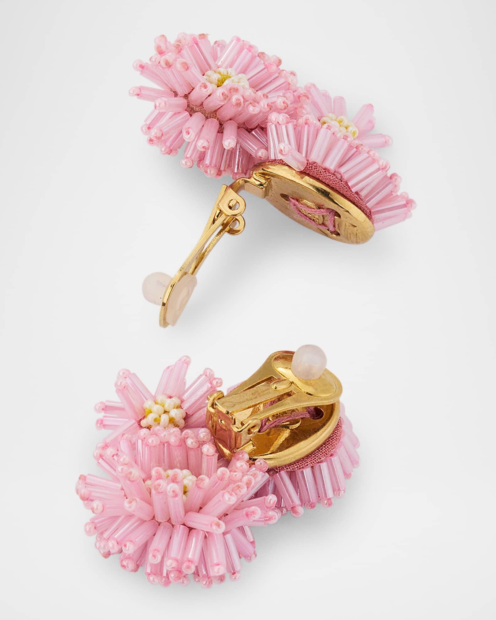 Pom-Pom Flower Stud Earrings Product Image
