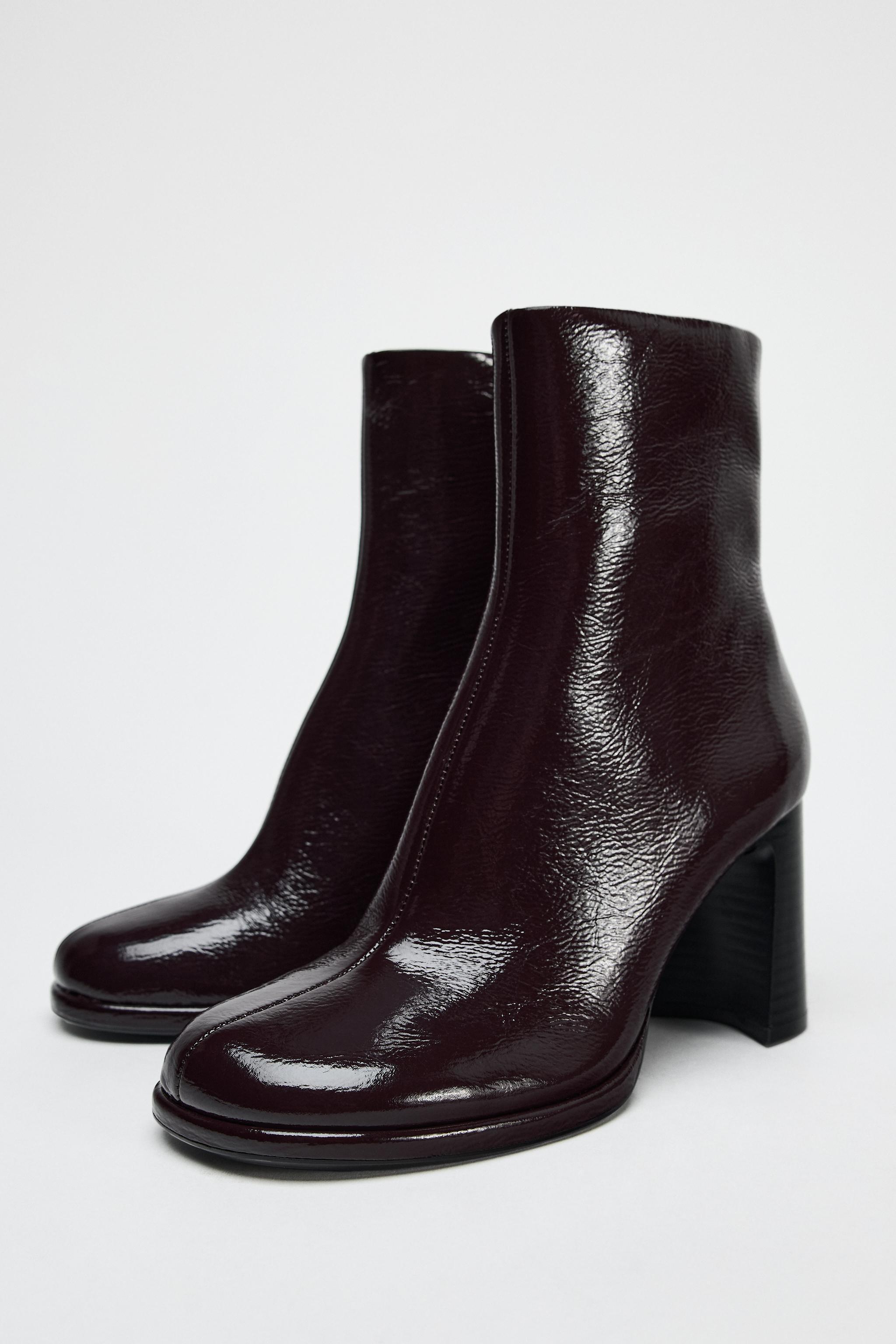 FAUX PATENT LEATHER HEELED ANKLE BOOTS Product Image