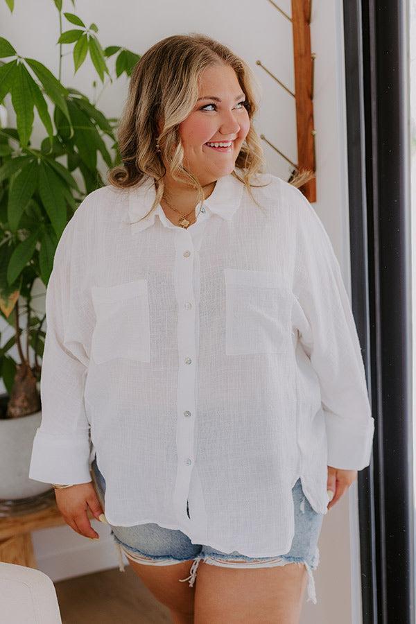 Seaside Breeze Linen-Blend Button Up Curves Product Image