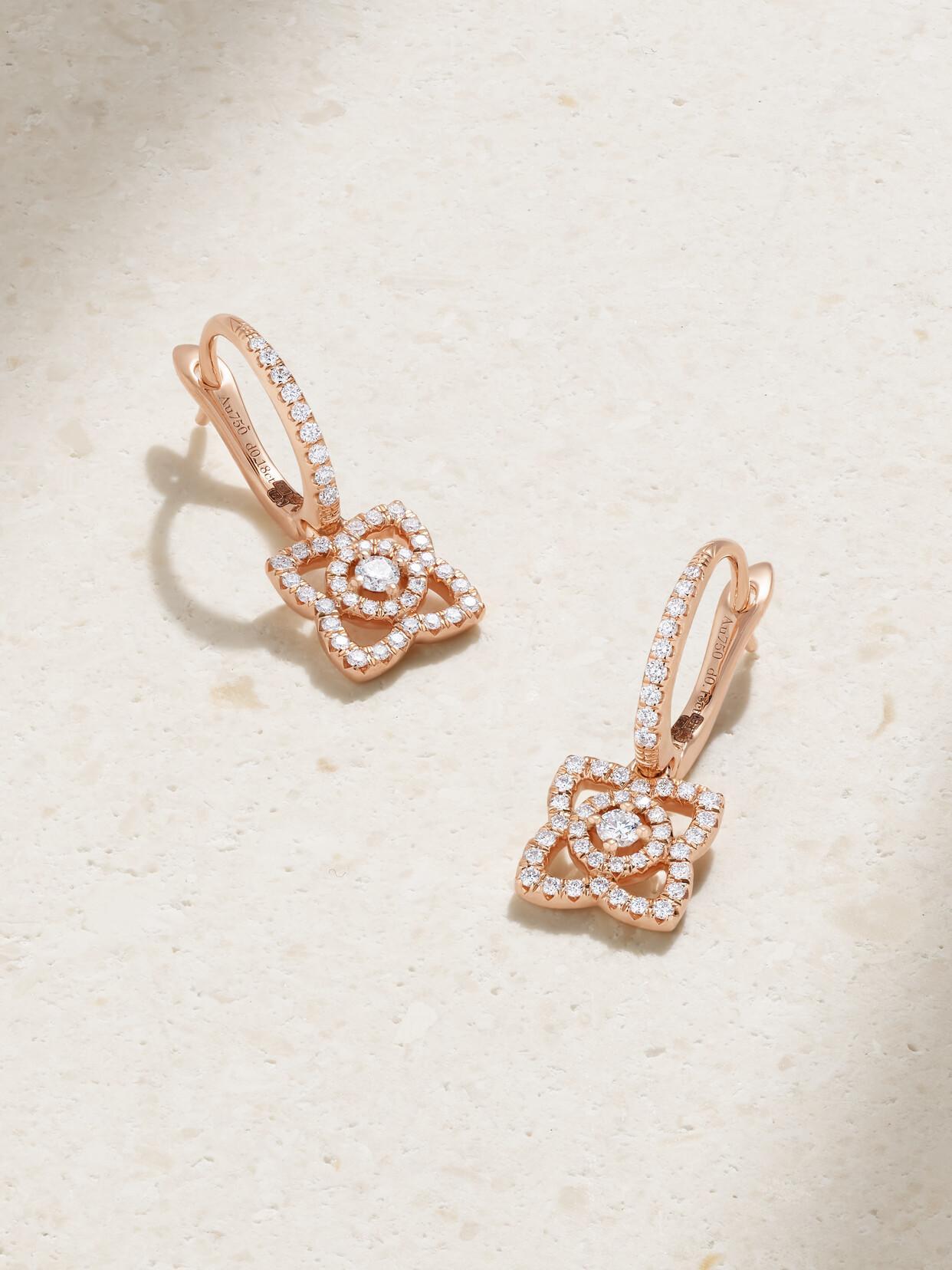 DE BEERS Enchanted Lotus 18-karat Rose Gold Diamond Hoop Earrings Product Image