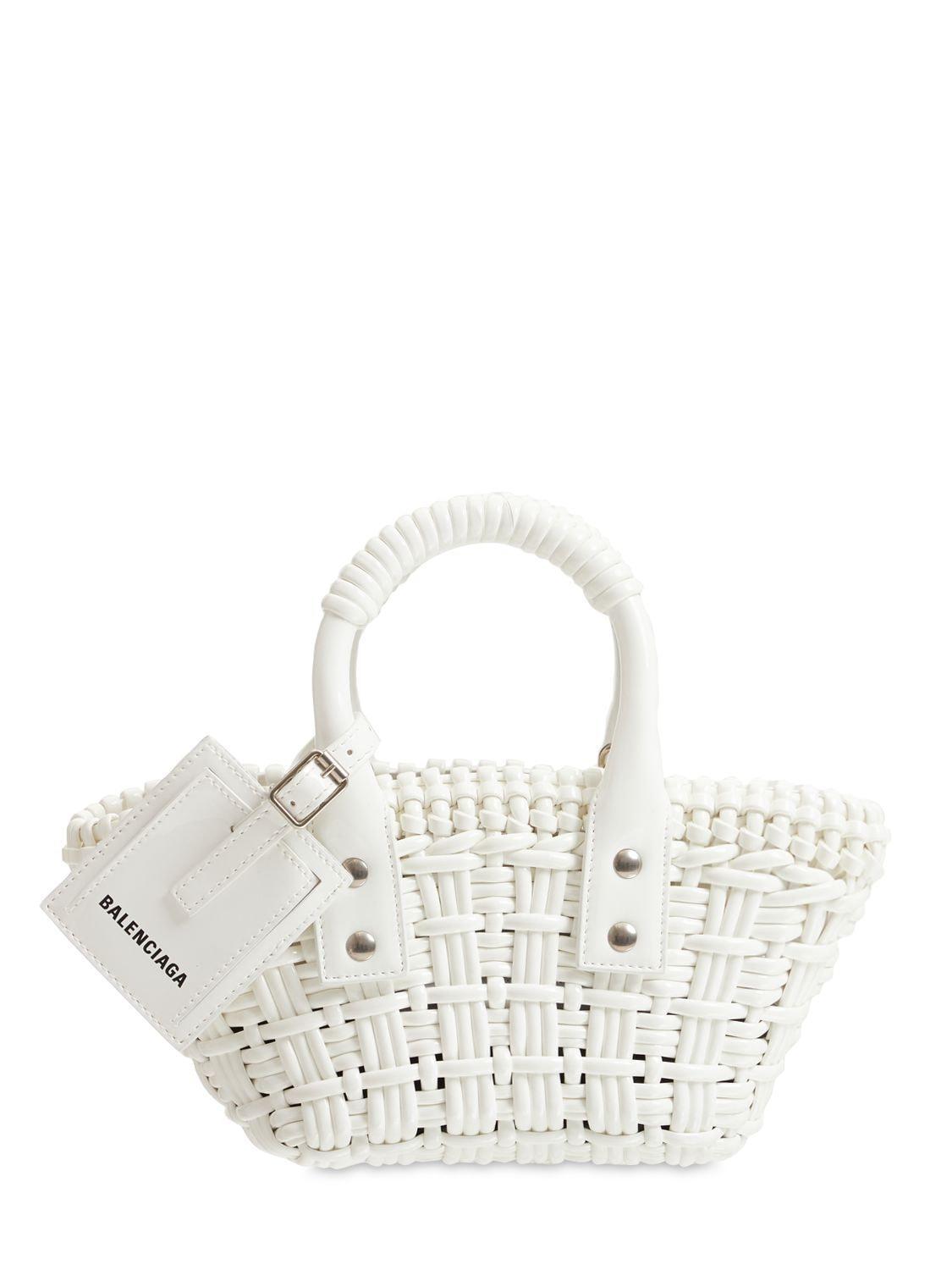 BALENCIAGA Bistro Xxs Woven Tote In Optic White Product Image