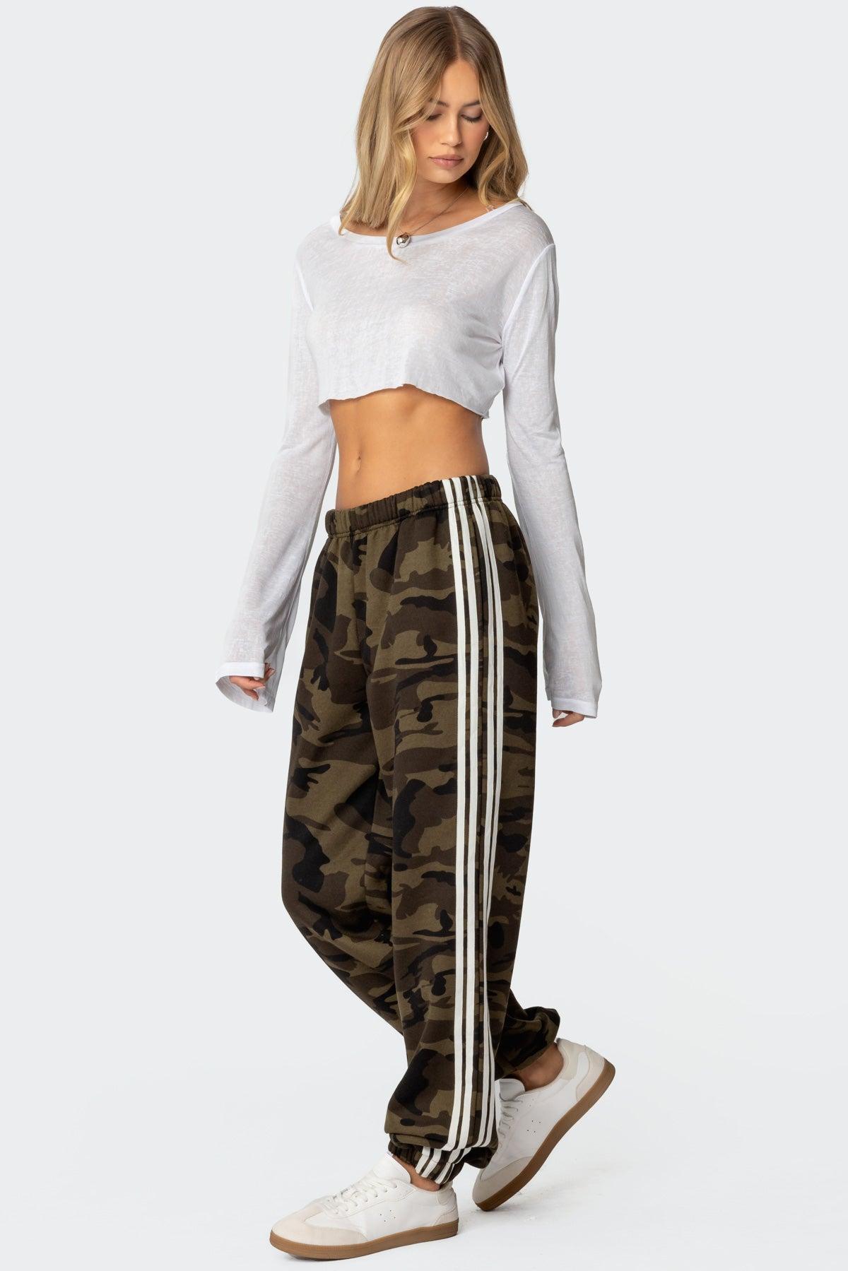 Camo Contast Striped Sweatpants Product Image