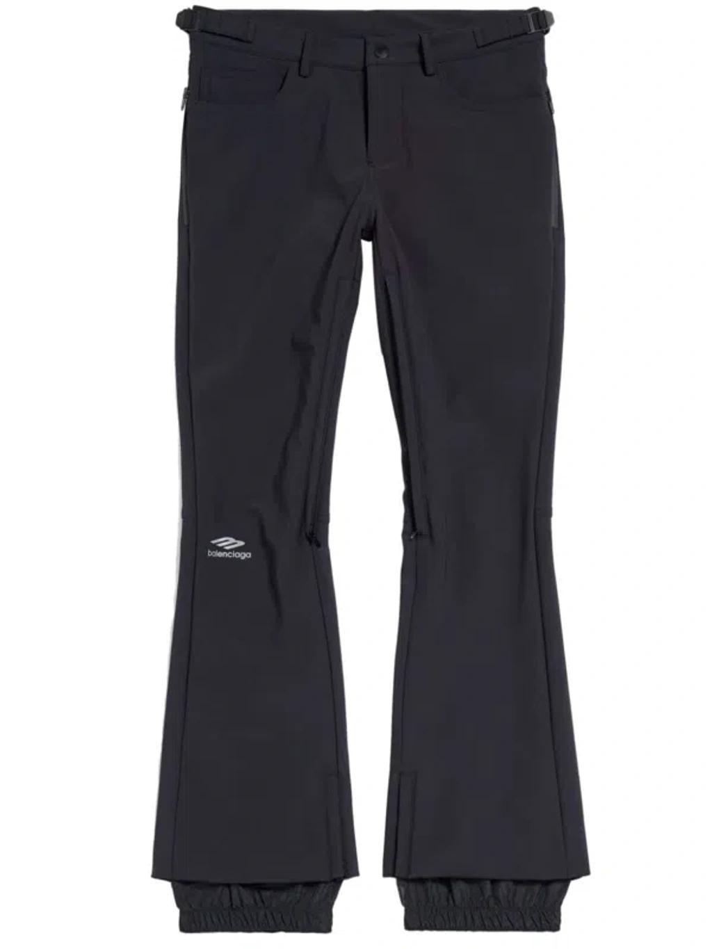 BALENCIAGA Logo-print Press-stud Flared Trousers In Black Product Image