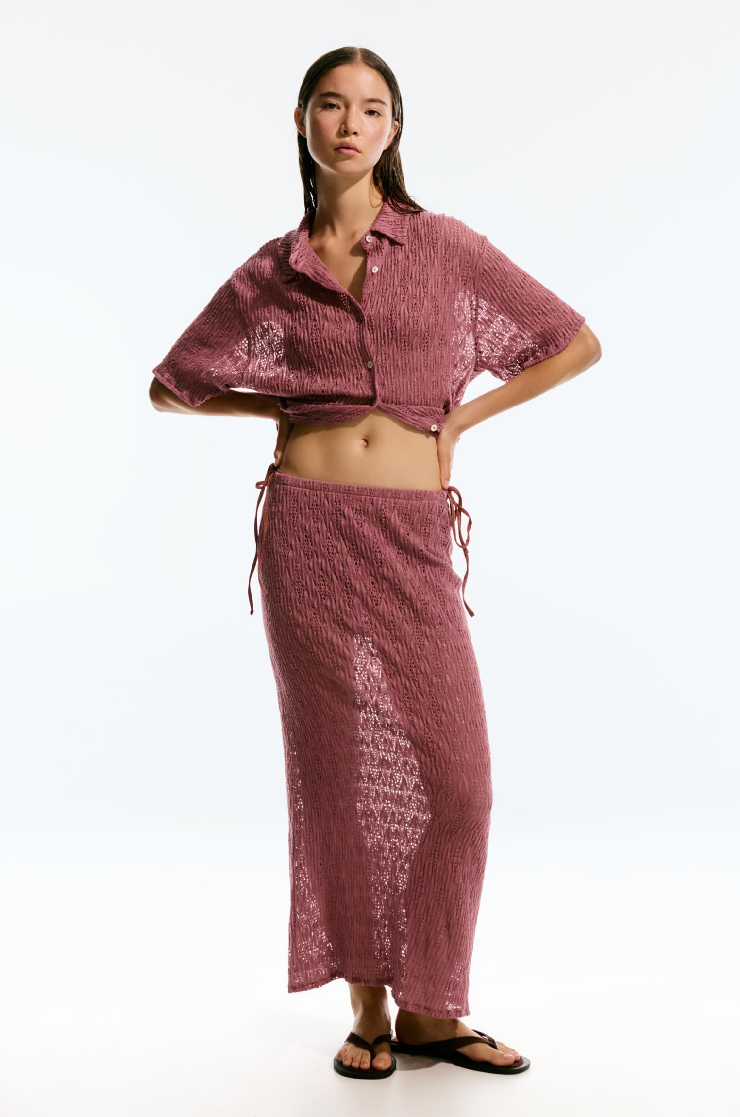 Open-knit midi skirt Product Image