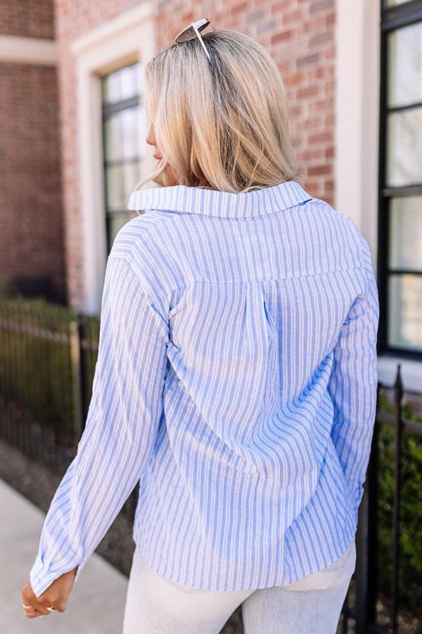 Wind In My Sails Stripe Button Up In Sky Blue Product Image