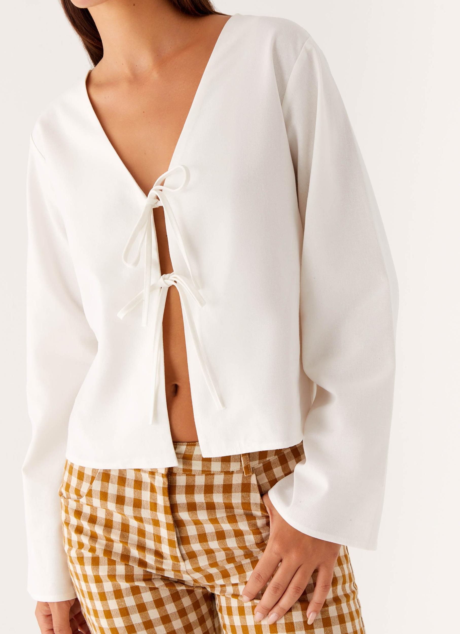 Isabelle Tie Front Top - White Product Image