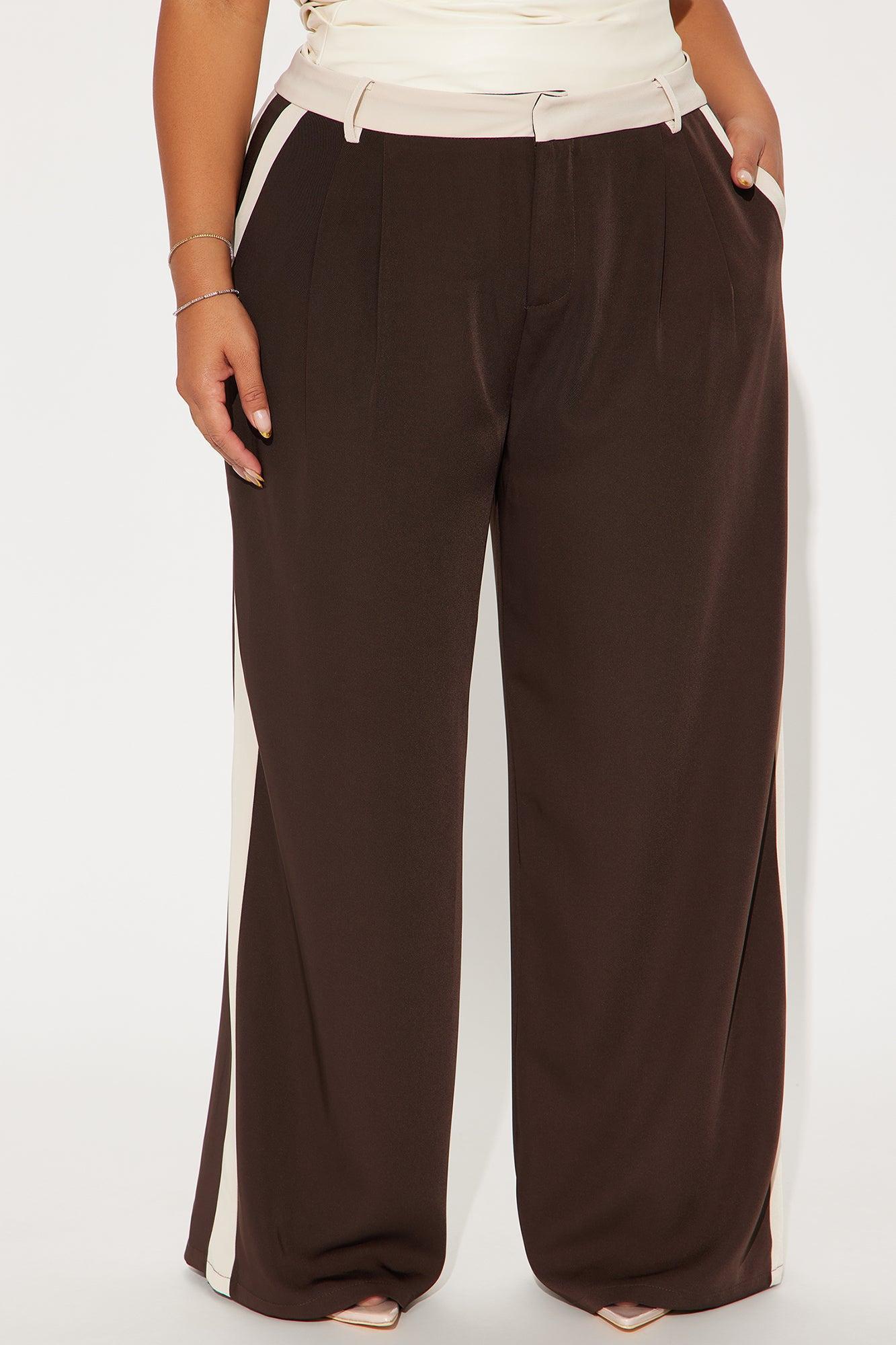 Christina Colorblock Trouser - Chocolate/Combo Product Image