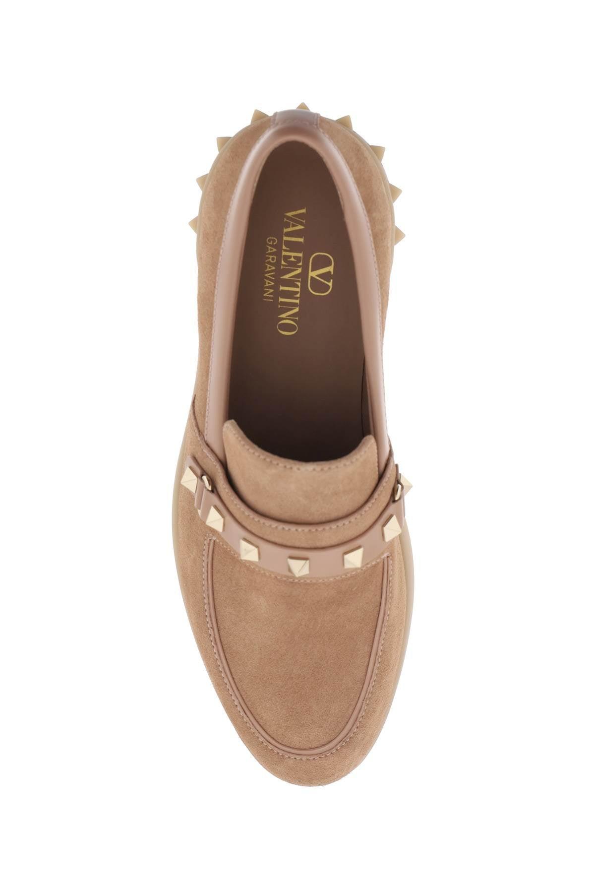 VALENTINO GARAVANI Leisure Flows Split Leather Loafer Woman Light Camel 40 In Brown Product Image