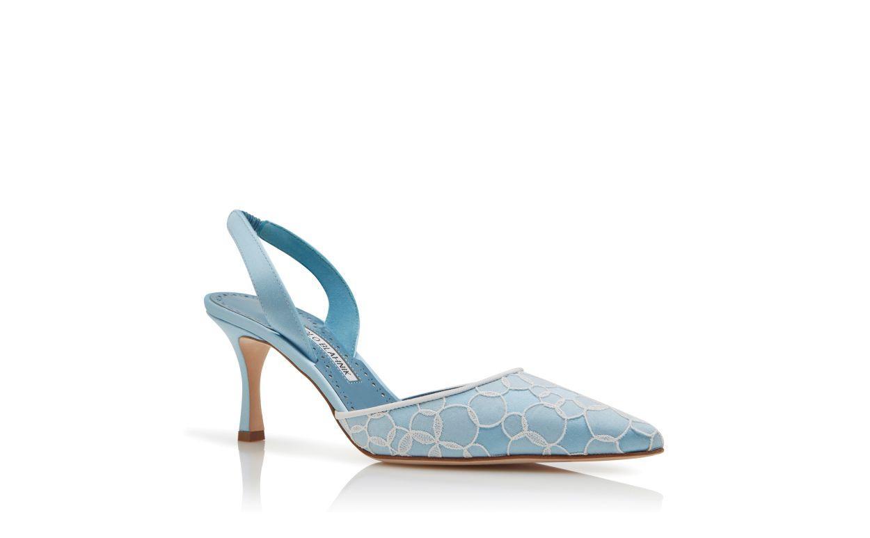 CAROLYNE 70 Blue Satin Slingback Pumps Product Image