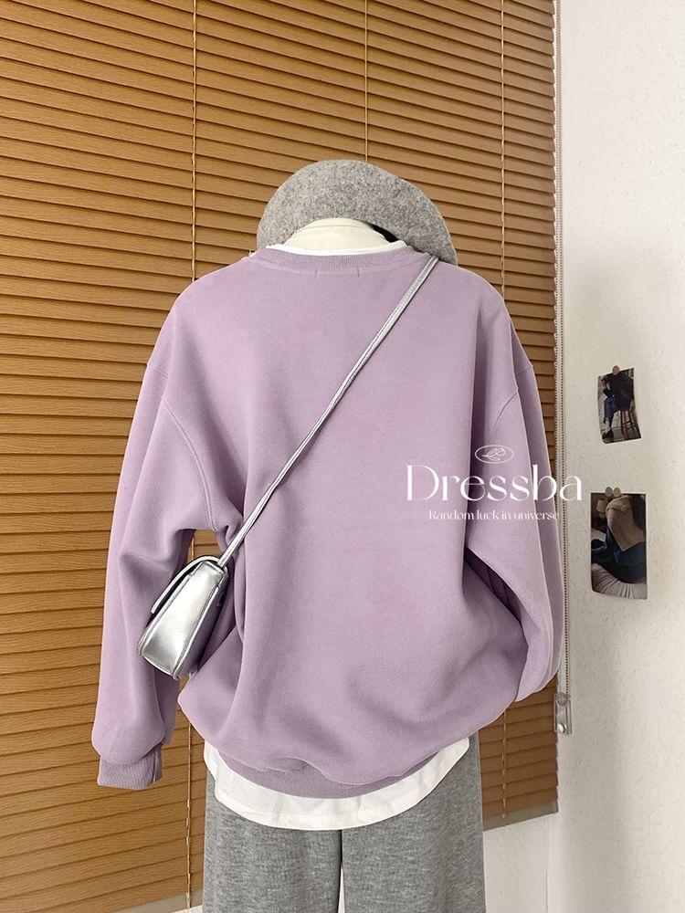 Round Neck Mock Two Piece Fleece-Lined Pullover Product Image