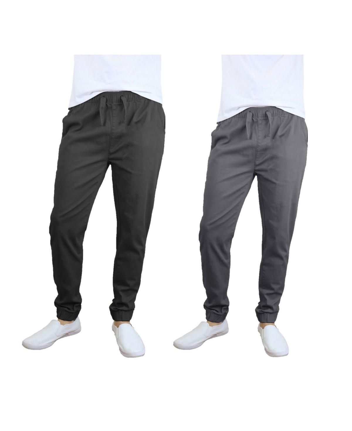 Galaxy By Harvic Mens Basic Stretch Twill Joggers, Pack of 2 - Black Product Image