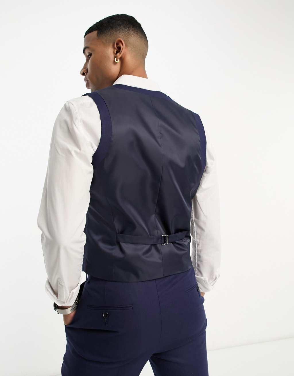 ASOS DESIGN slim linen mix vest Product Image