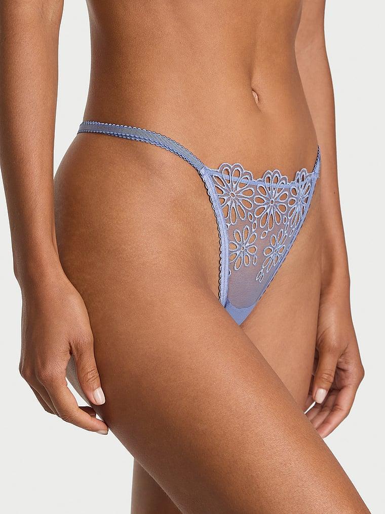 Eyelet Mesh Strappy String Thong Panty Product Image