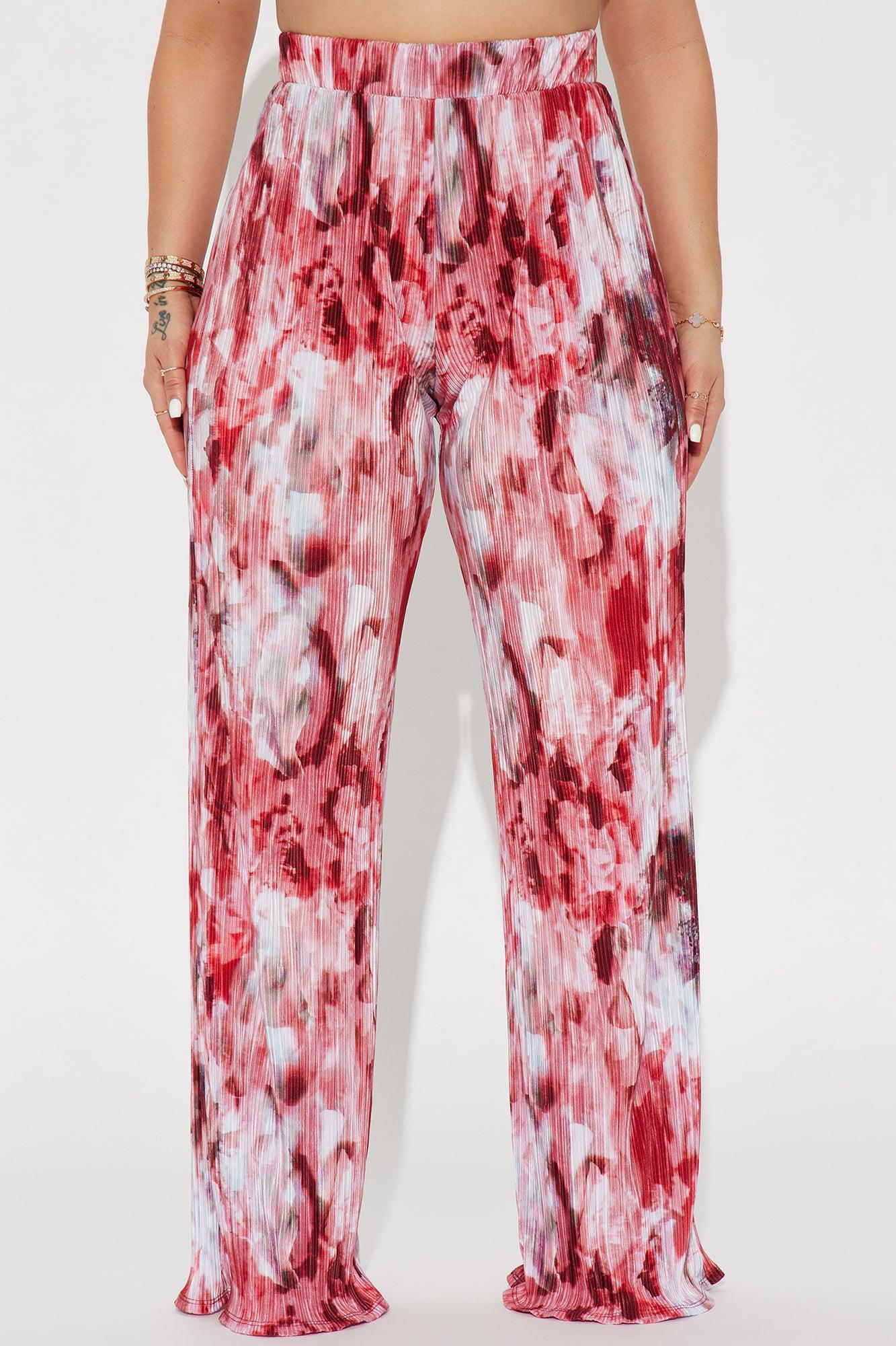 Taking A Trip Wide Leg Plisse Pant - Pink/combo Product Image