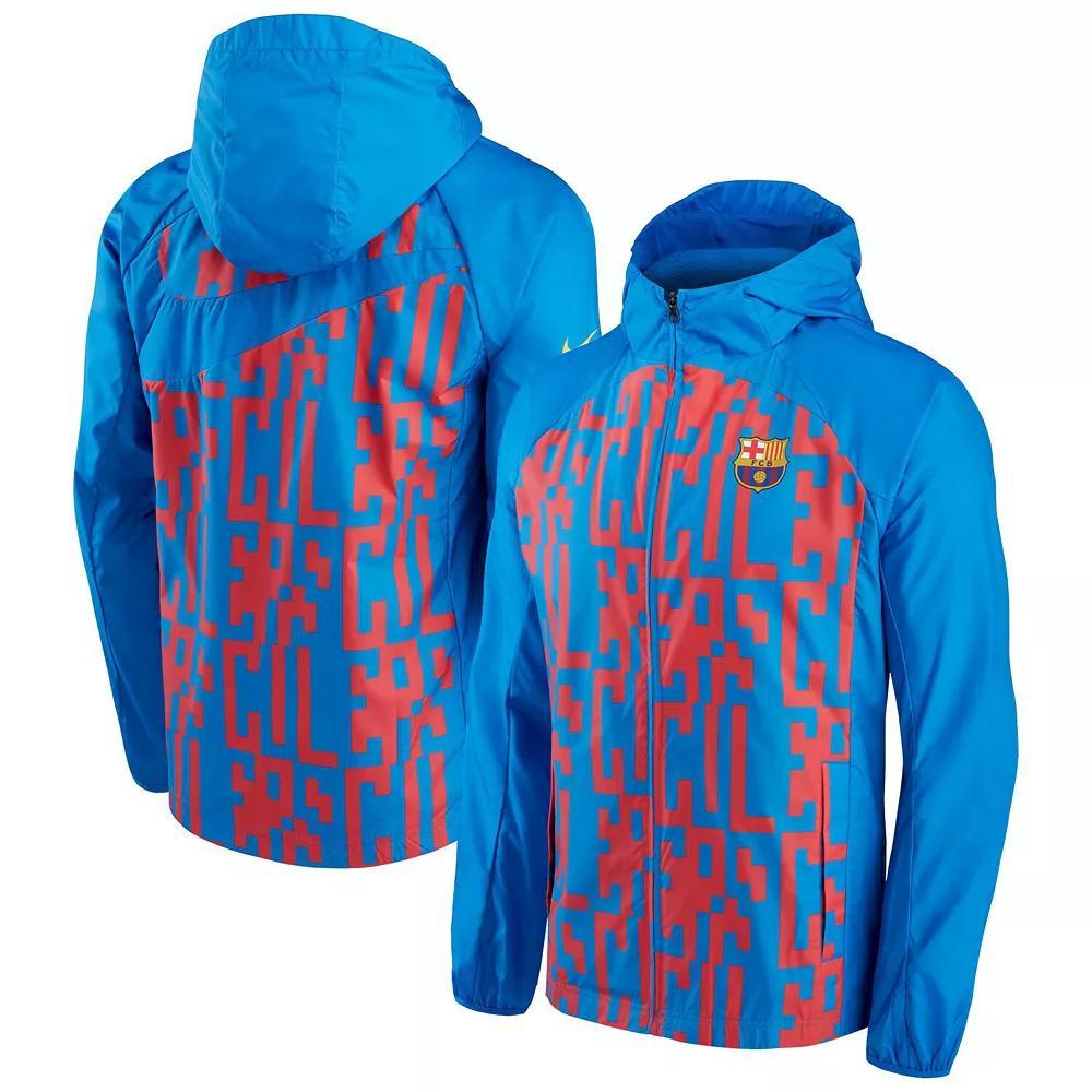 Men's Nike Blue Barcelona AWF Raglan Full-Zip Jacket, Size: Medium, Bar Blue Product Image