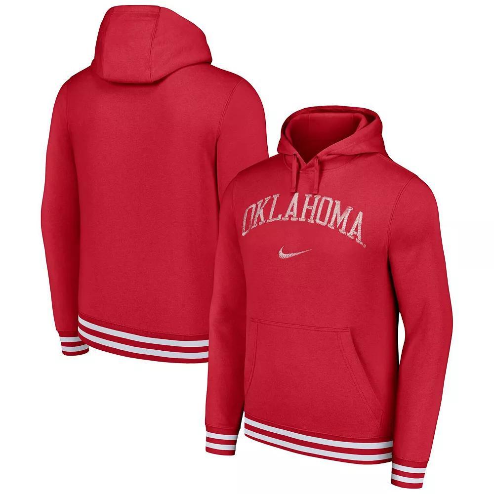 Men's Nike Crimson Oklahoma Sooners DistressedÂ Sketch Retro Fitted Pullover Hoodie,  Product Image