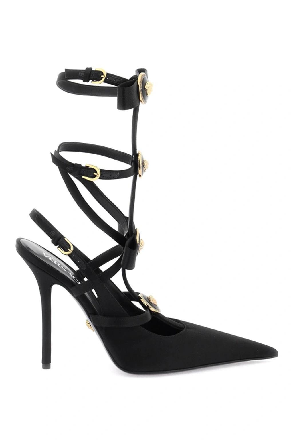 Gianni Ribbon Caged Satin Pumps In Black Product Image