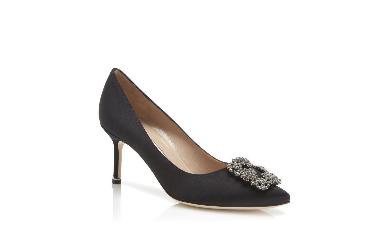 HANGISI 70 Black Satin Jewel Buckle Pumps Product Image