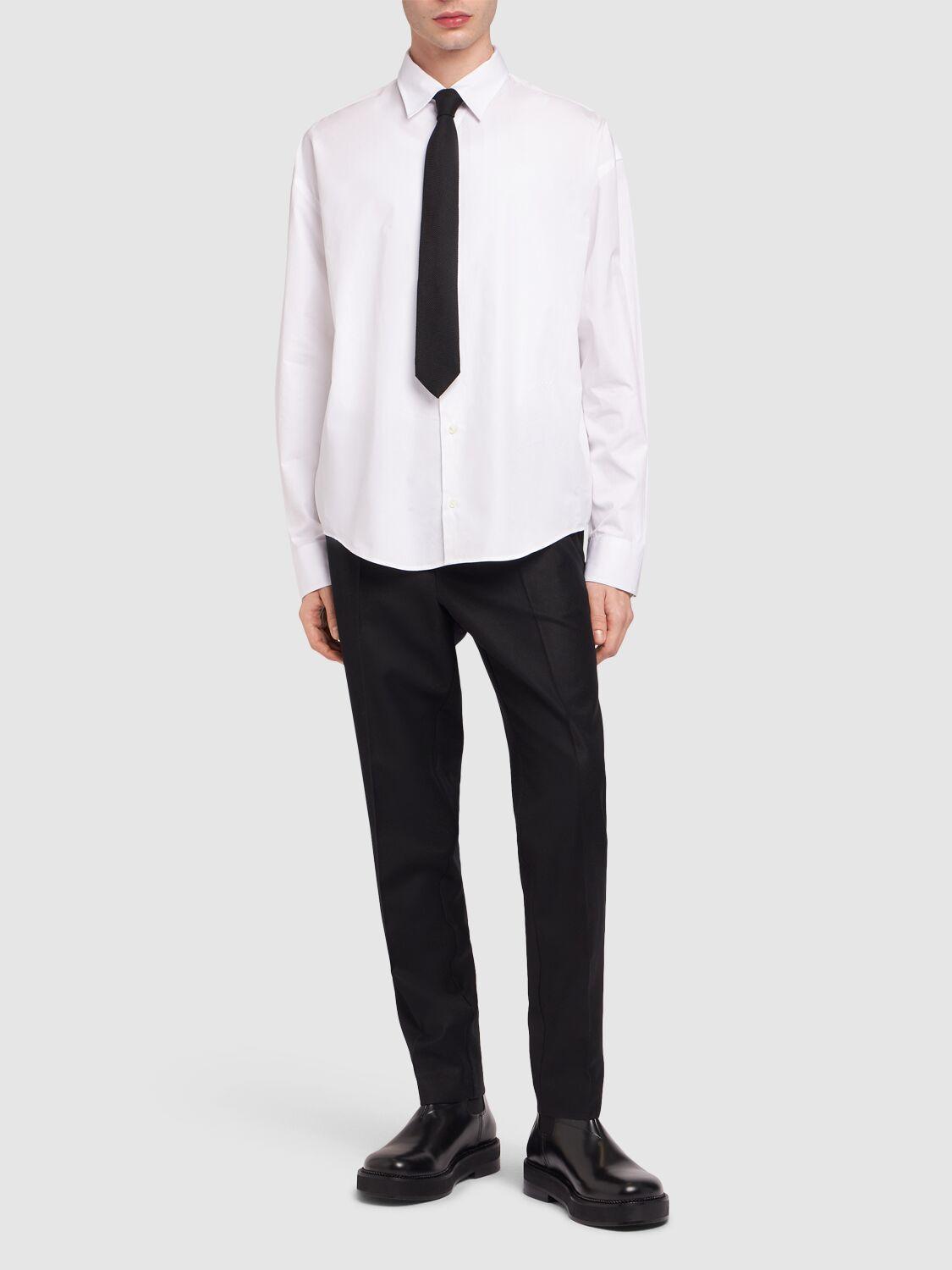 AMI ALEXANDRE MATTIUSSI Boxy Cotton Shirt In White Product Image