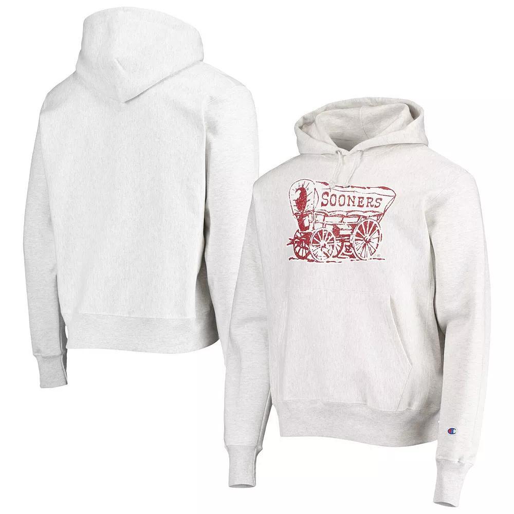 Men's Champion Heathered Gray Oklahoma Sooners Team Vault Logo Reverse Weave Pullover Hoodie,  Product Image