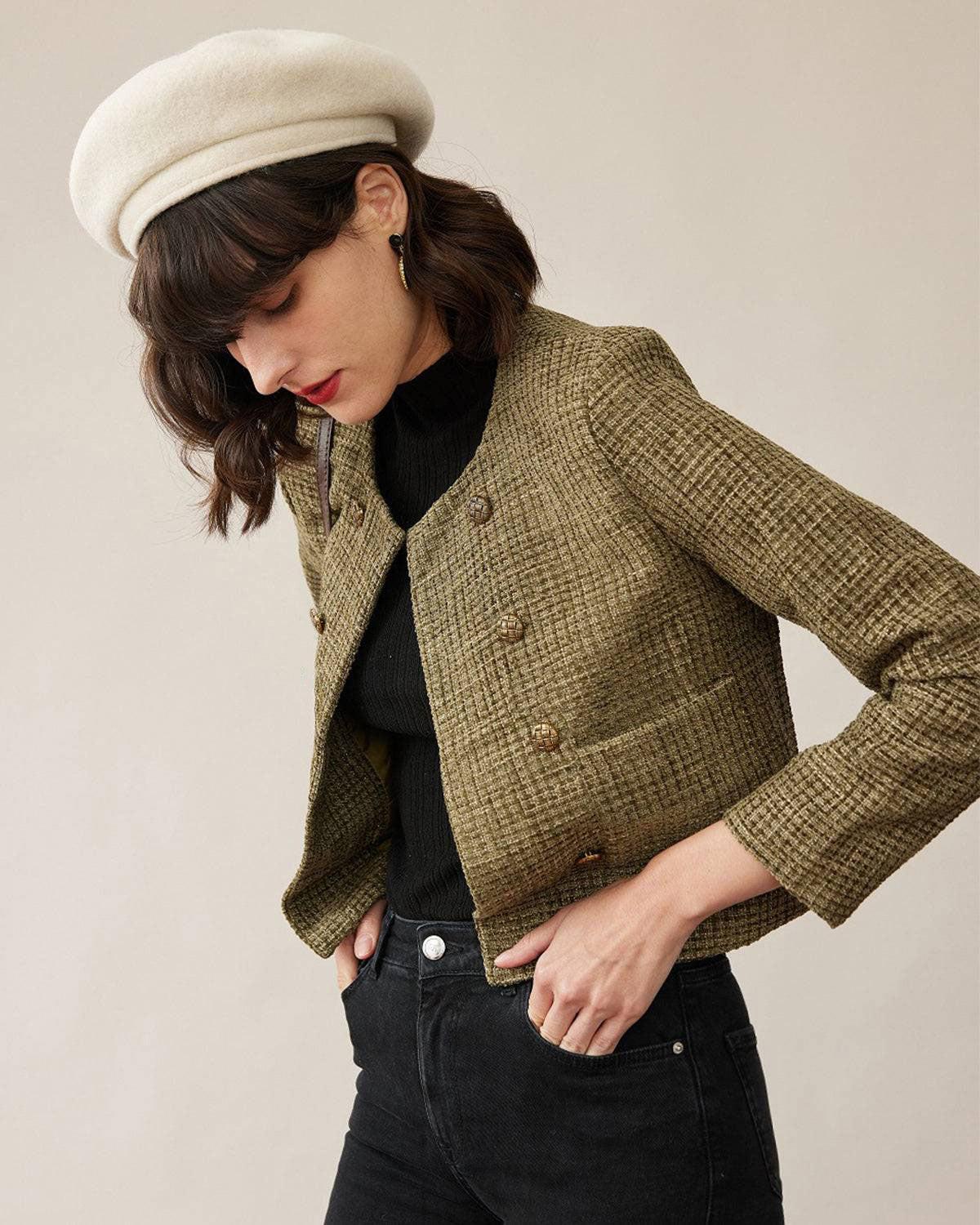 The Vintage Solid Tweed Coat Product Image