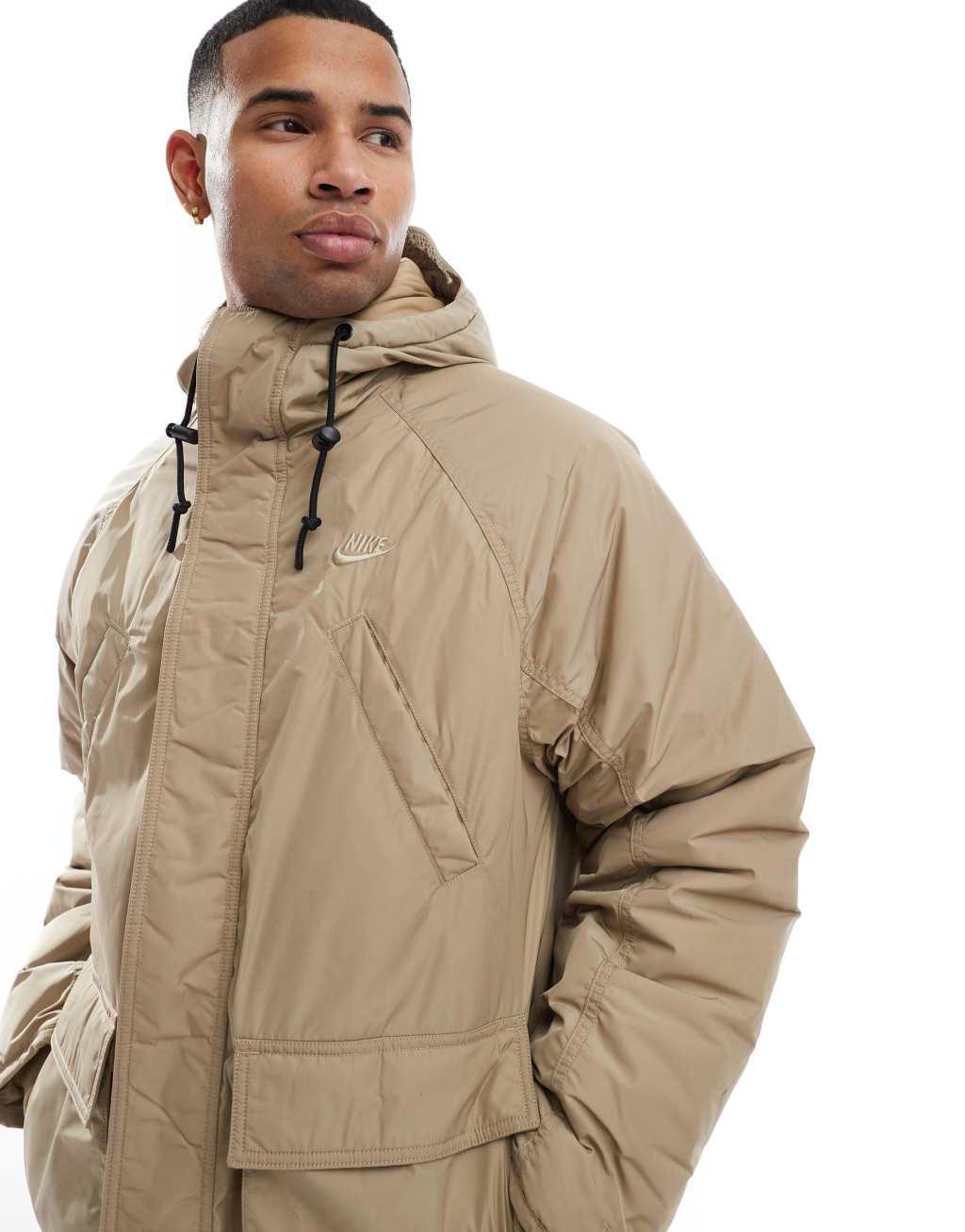 Nike Club parka jacket in khaki Product Image