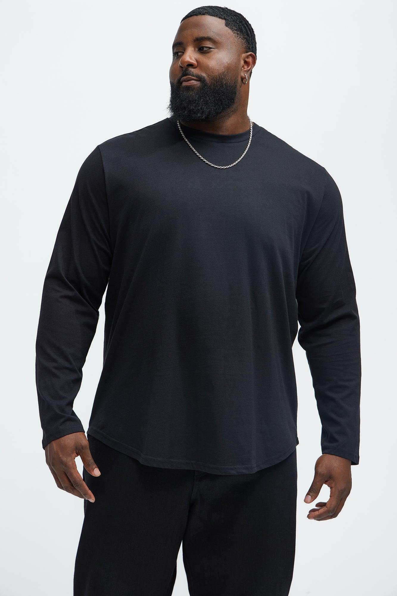 Essential Long Sleeve Scallop Tee - Black Product Image