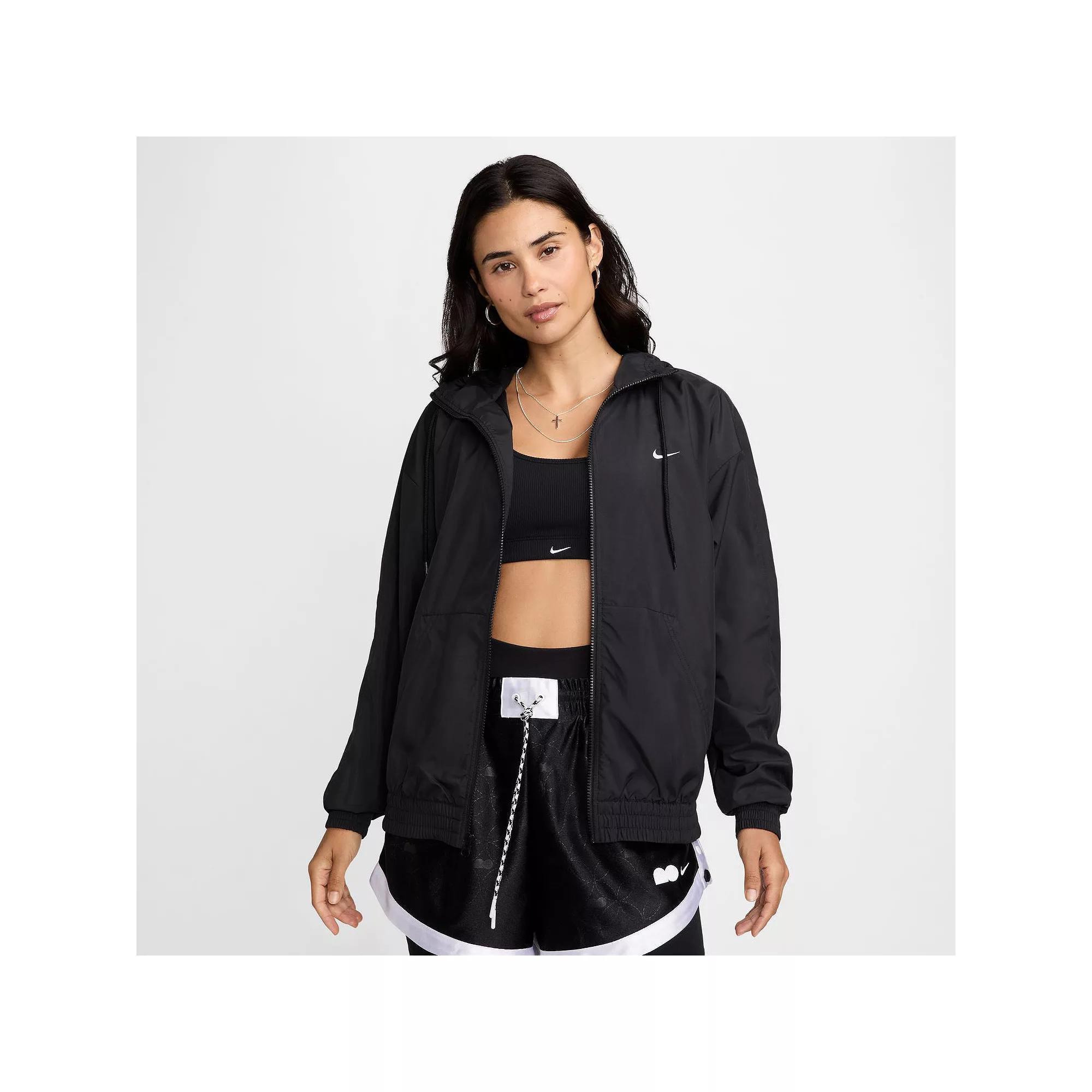 Womens Nike Sportswear Classic Wovens Loose UV Hooded Jacket | FV6298-010 Product Image