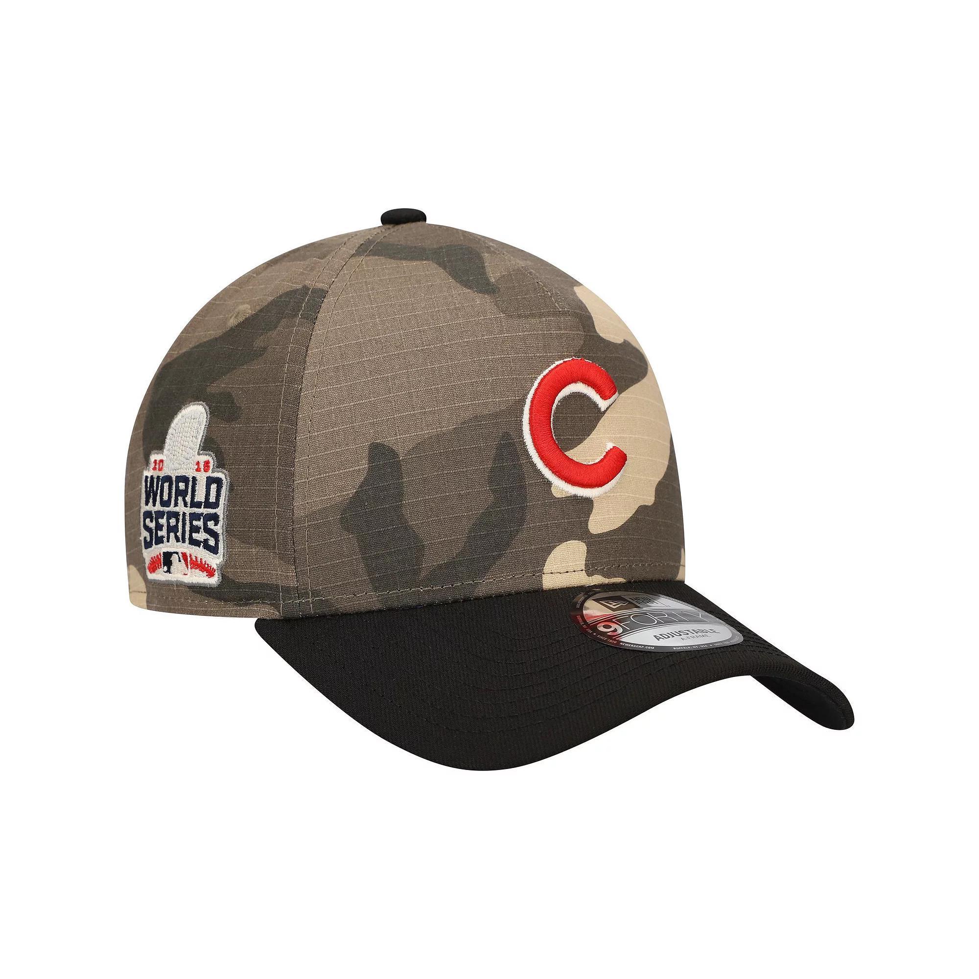 Men's New Era Chicago Cubs Camo Crown A-Frame 9FORTY Adjustable Hat, Green Product Image