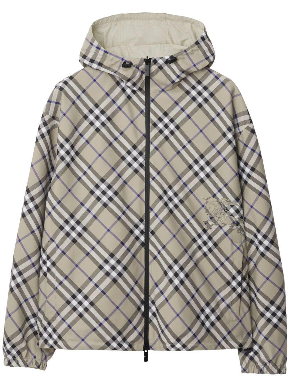 checked reversible hooded jacket Product Image