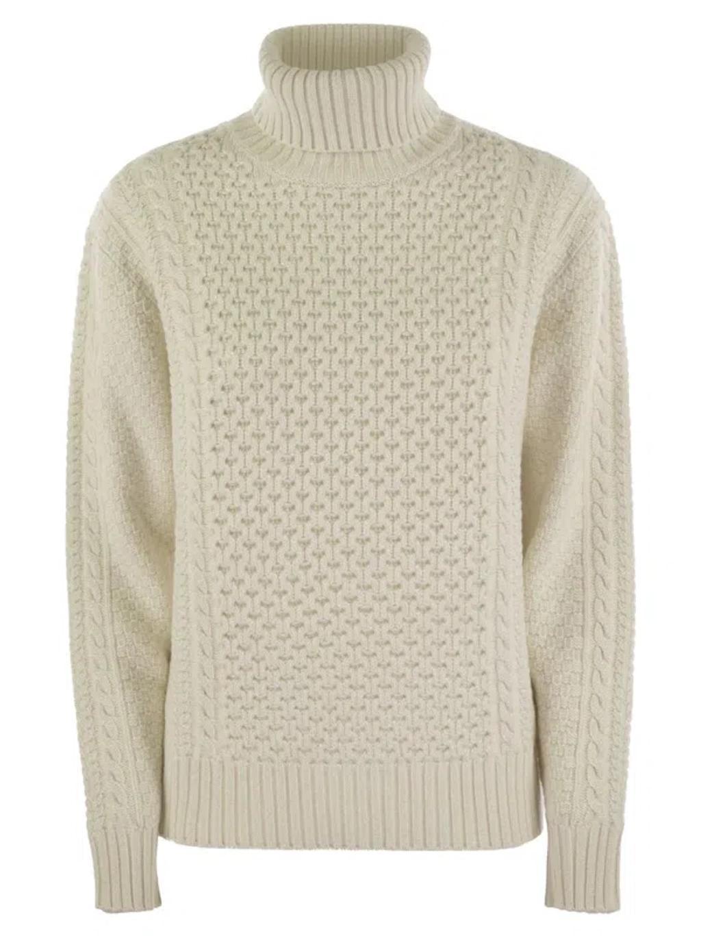 FABIANA FILIPPI Turtleneck Jumper With Special Workmanship In White Product Image