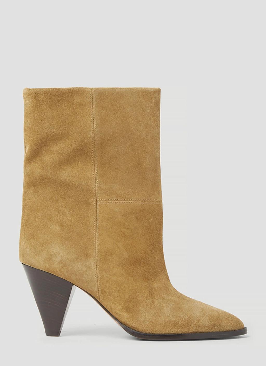 ISABEL MARANT Suede Leather Mid Cone Heel Boots In Brown Product Image