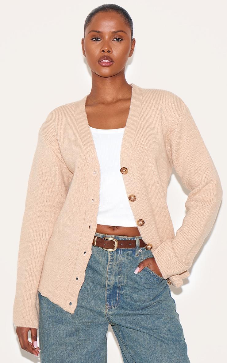 Oatmeal Chunky Knit Longline Cardigan Product Image