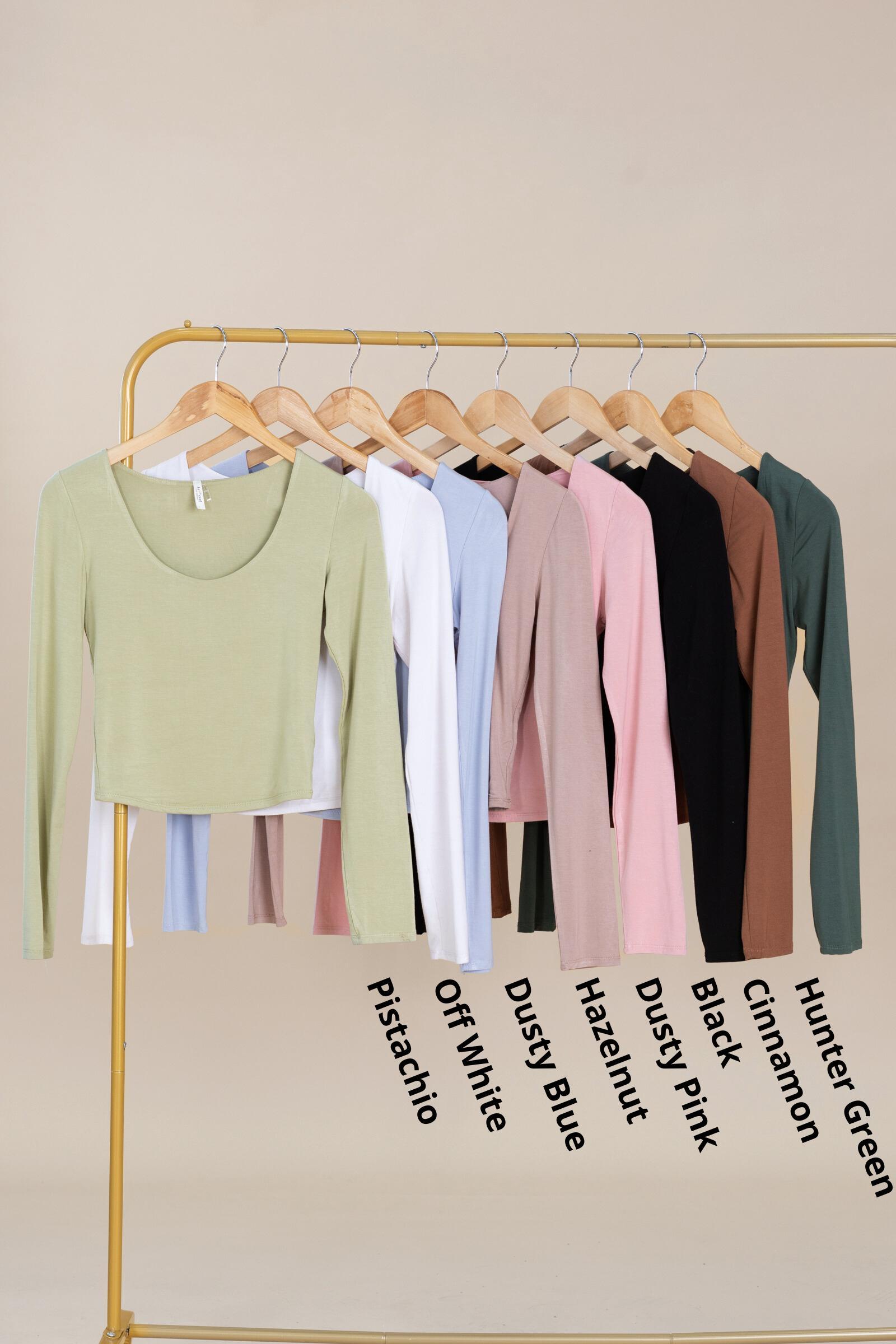 Double Layer Scoop Neck Long Sleeve Top Product Image