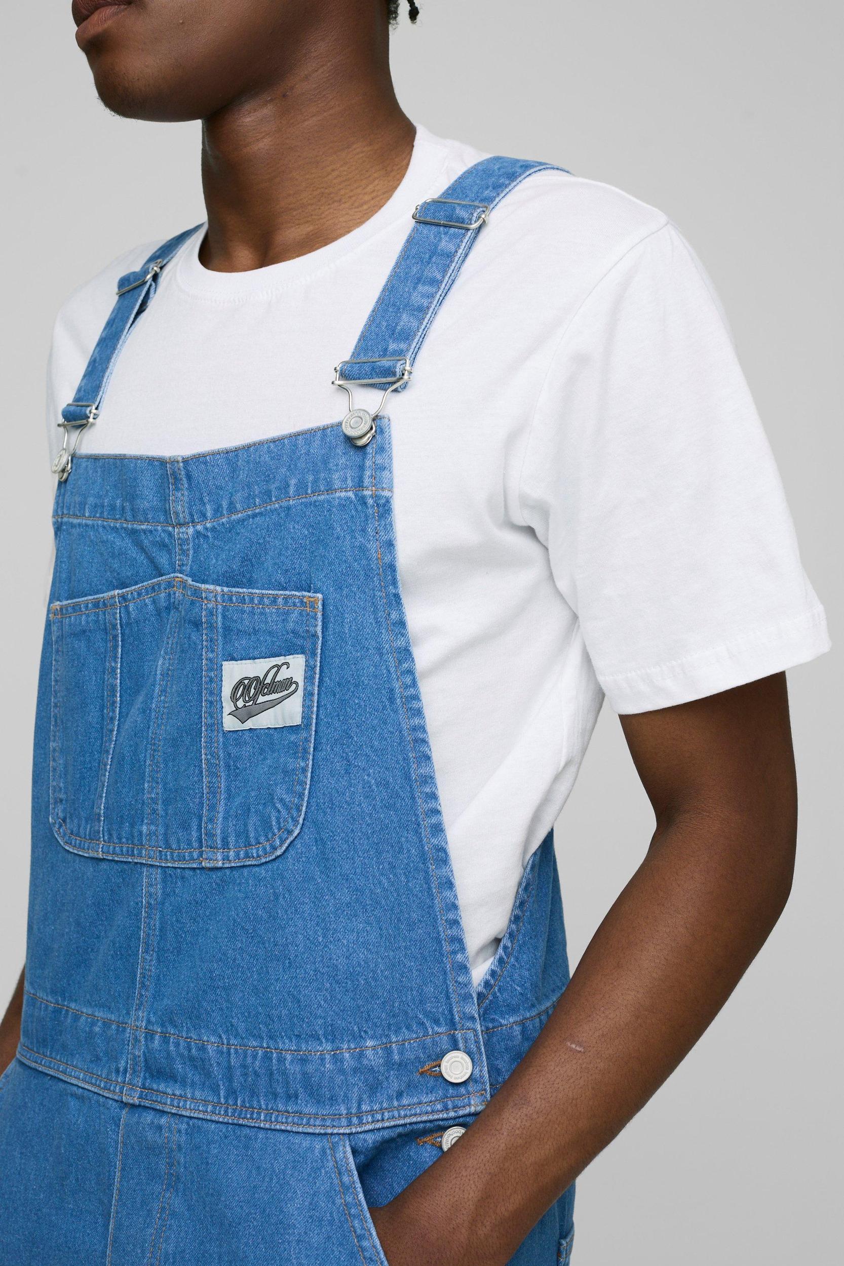 Relaxed Fit Worker Denim Overalls | boohooMAN USA Product Image