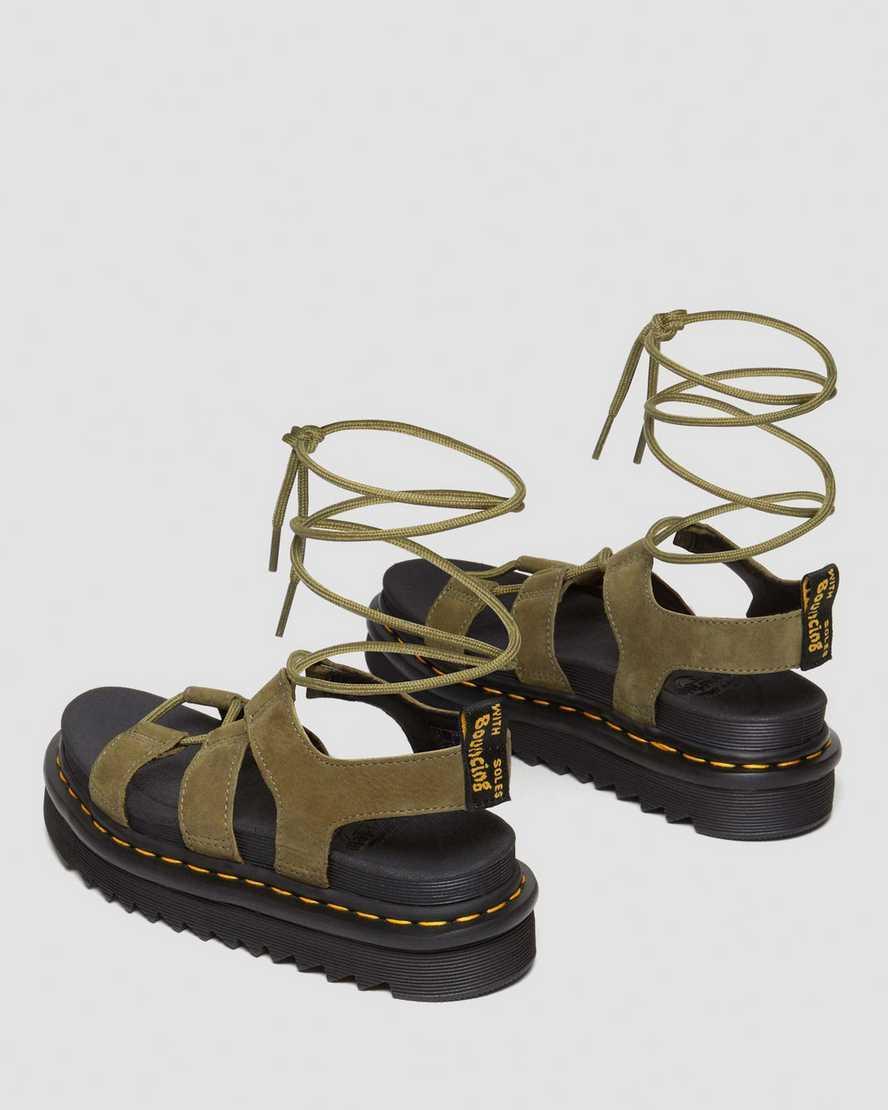 DR. MARTENS' Nartilla Tumbled Nubuck Leather Gladiator Sandals In Green Product Image