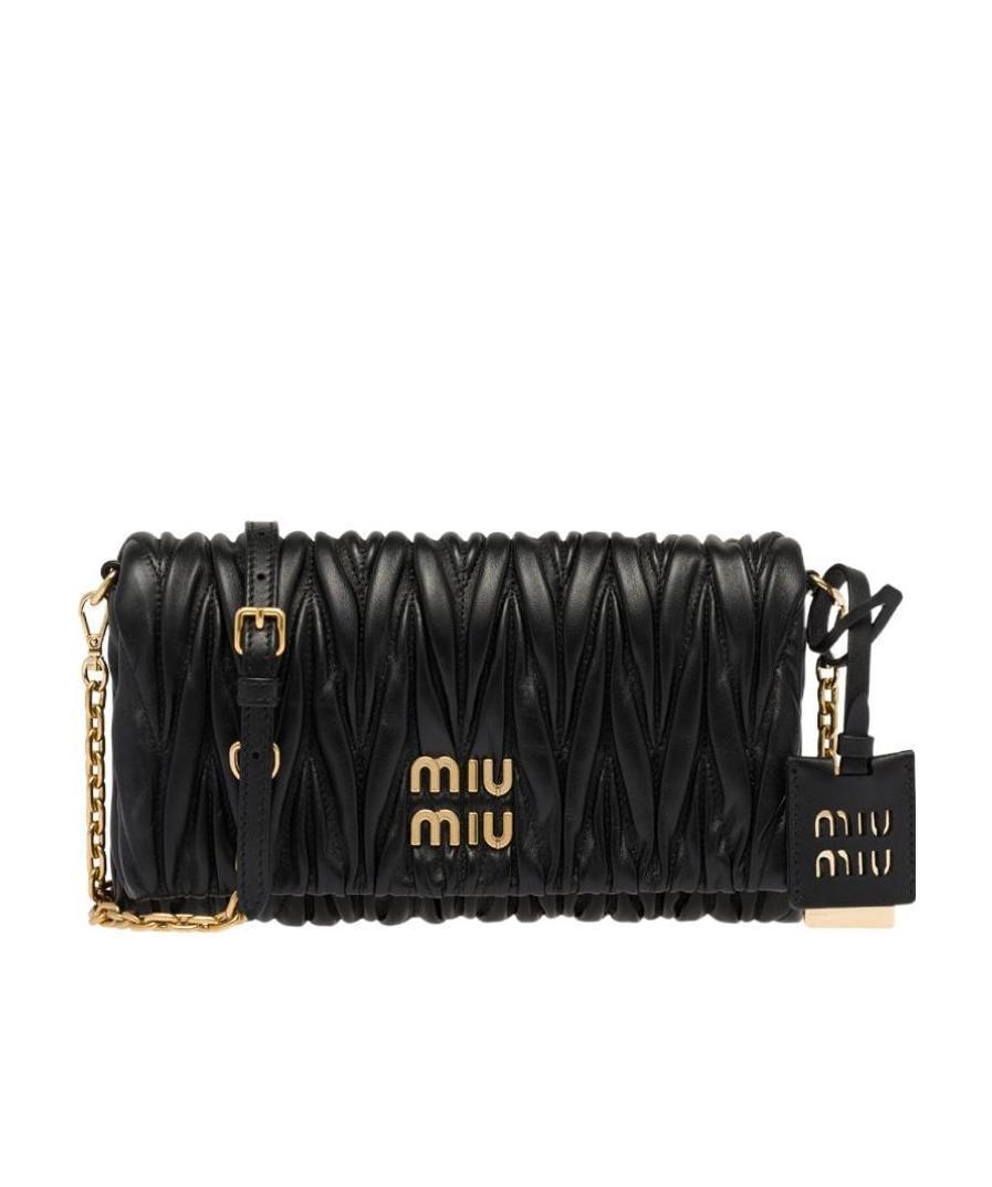 MIU MIU Matelassé Nappa Leather Shoulder Bag In Black Product Image