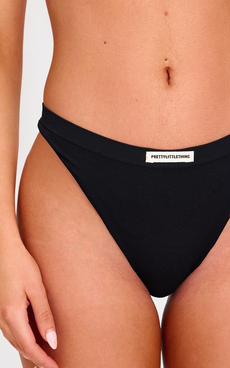 PRETTYLITTLETHING Black Badge Seamless Thong Product Image