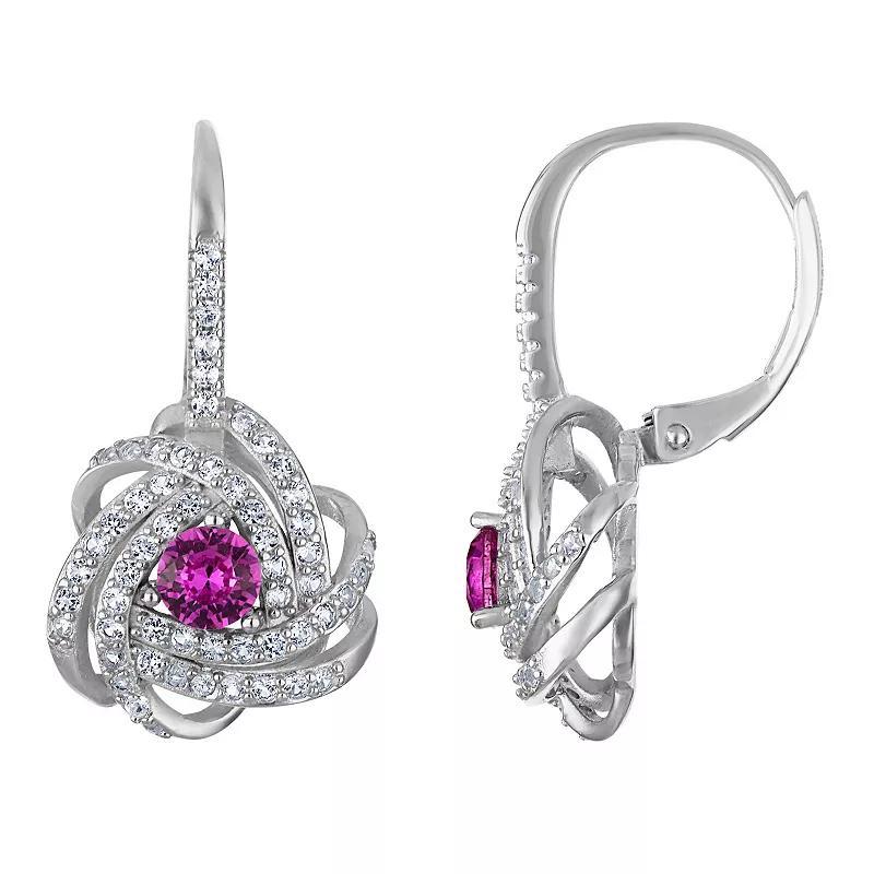 Designs by Gioelli Sterling Silver Gemstone Love Knot Leverback Earrings, Women's, Cr White Blue Product Image
