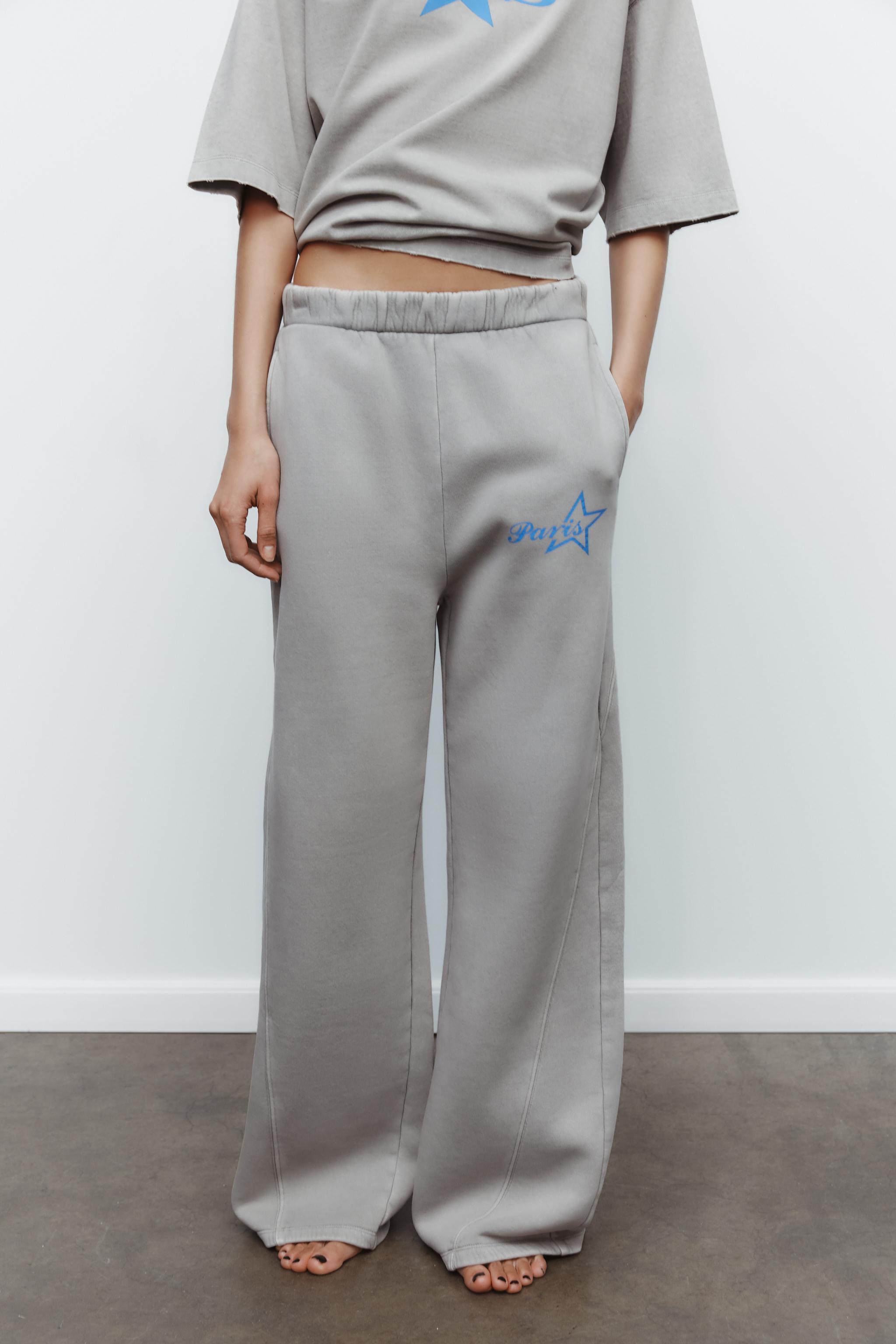 WASHED EFFECT TEXT DETAIL SWEATPANTS Product Image