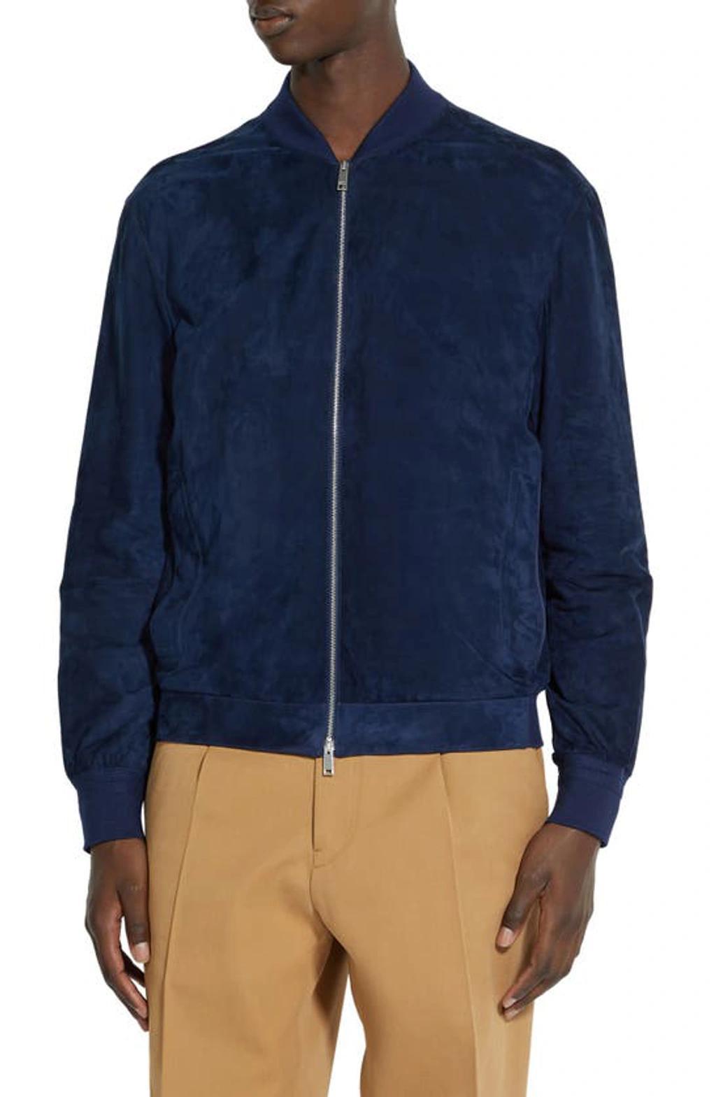 Mens Suede Full-Zip Bomber Jacket Product Image