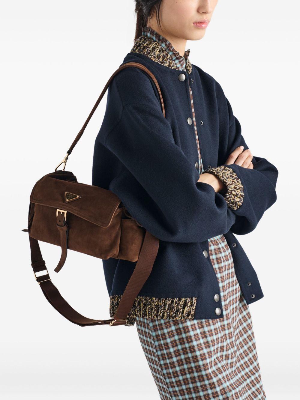 knit-trimmed wool bomber jacket Product Image