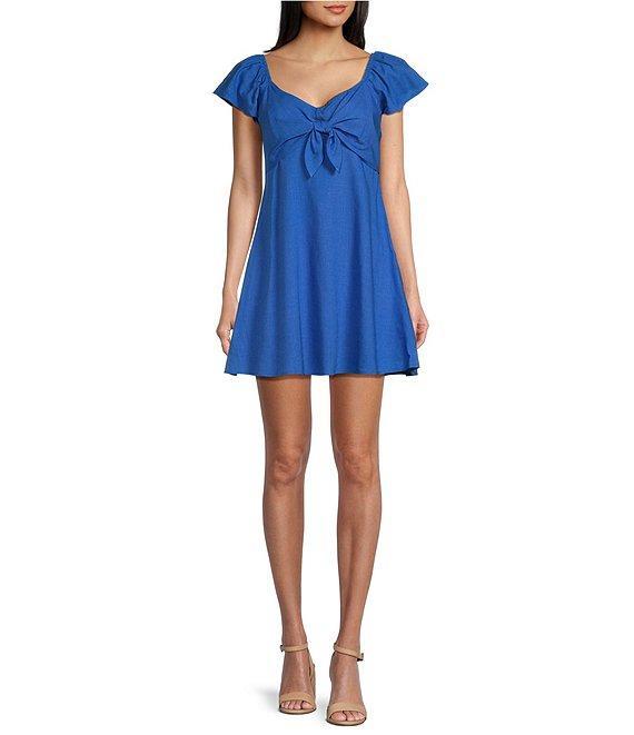 Copper Key Flutter Sleeve Tie Front Dress Product Image