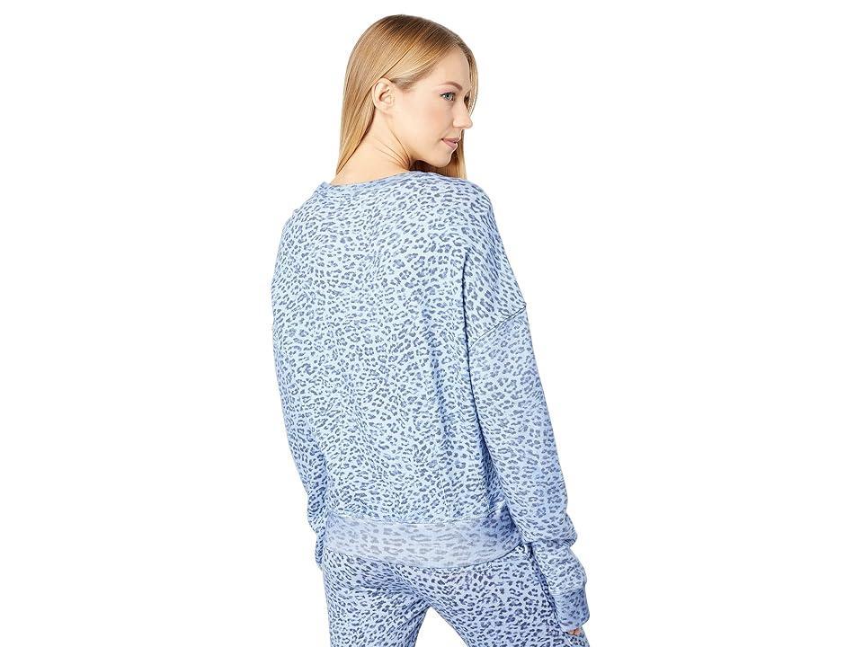 n:philanthropy Sela Leopard Sweatshirt (Teacup Blue Leopard) Women's Clothing Product Image