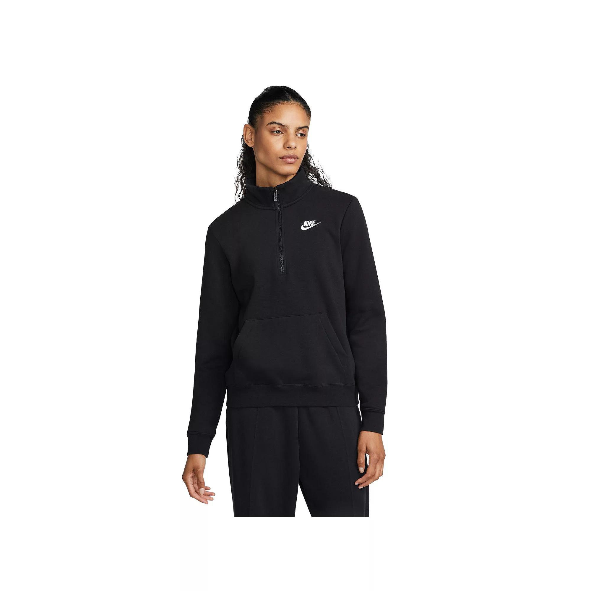 Women's Nike Sportswear Club Fleece Quarter-Zip Sweatshirt, Size: XL, Black Product Image