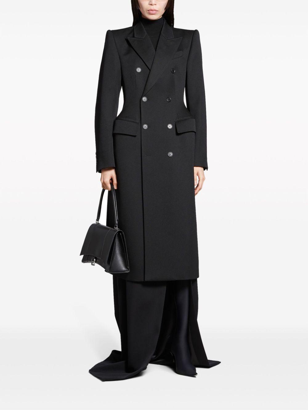 BALENCIAGA Double-breasted Hourglass Coat In Black Product Image